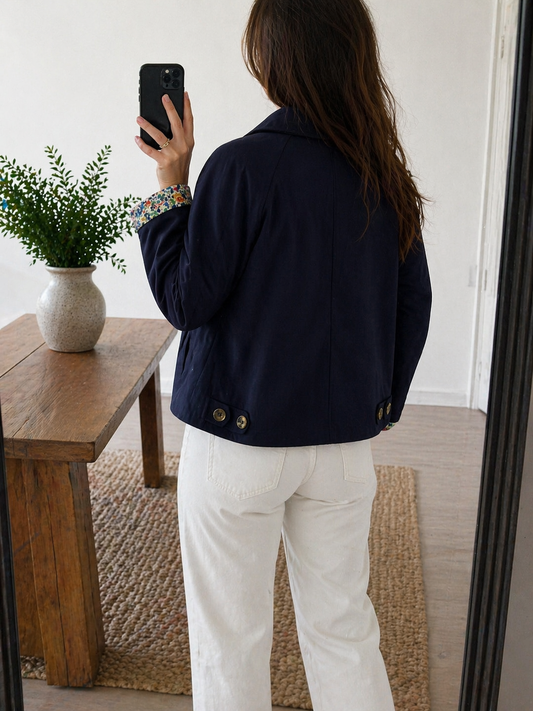 Veste Trench en coton marine - Liberty - Lili&Lala