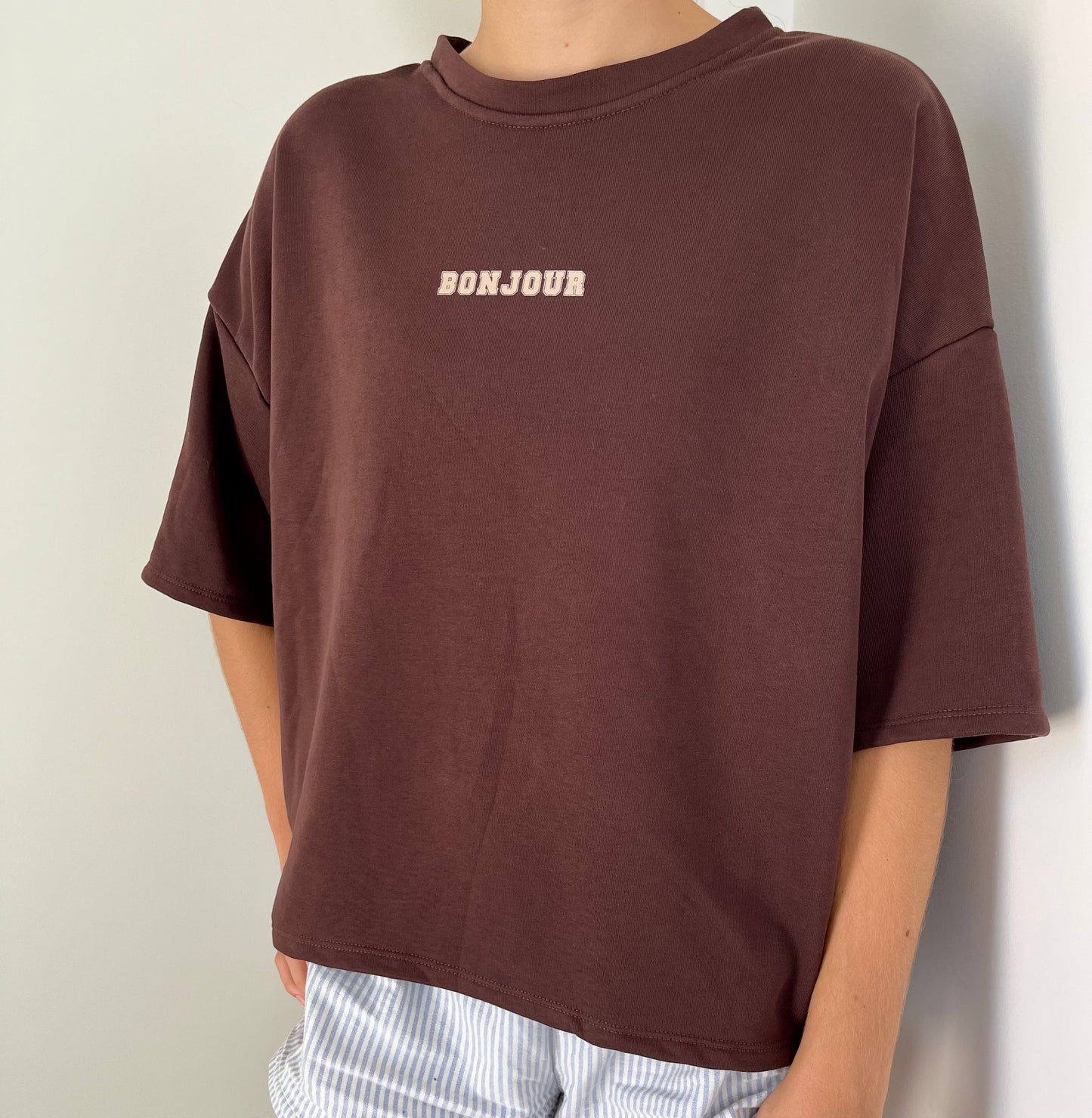 T-shirt oversize Bonjour – choco
