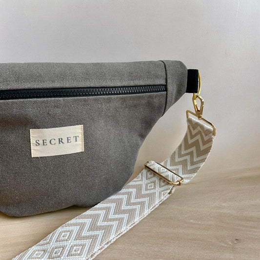 Sac Banane en Lin Gris Anthracite