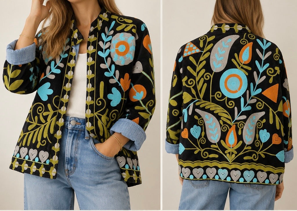 Veste en velours brodé