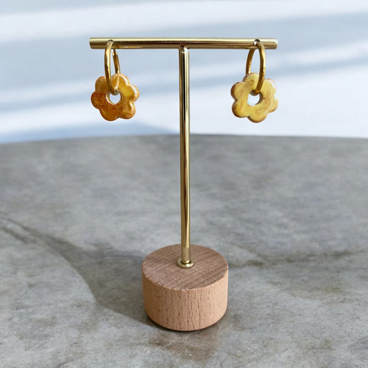 Créoles petites fleurs orange