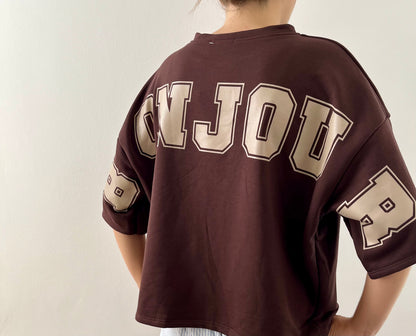 T-shirt oversize Bonjour – choco