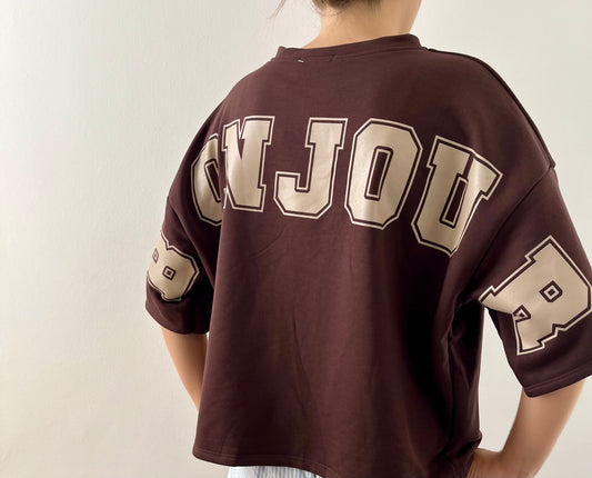 T-shirt oversize Bonjour – choco