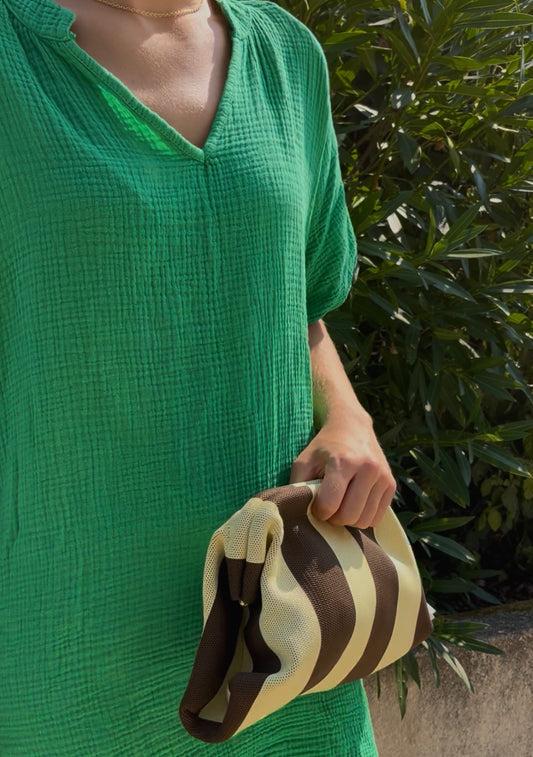 Pochette chocolat & jaune