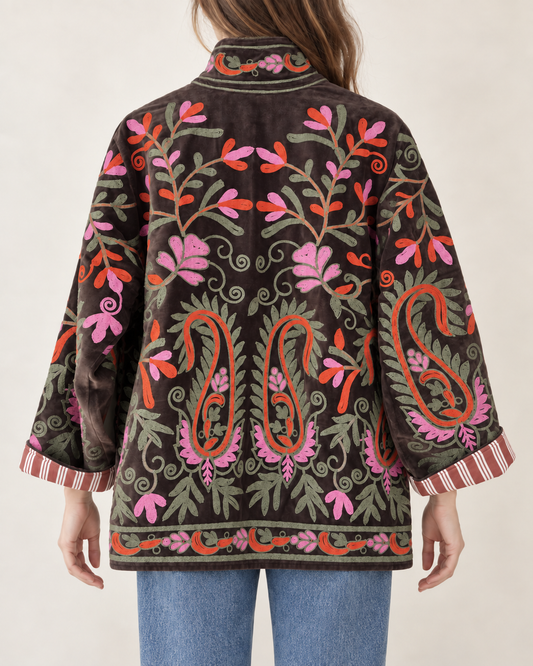 Veste velours brodées Anya