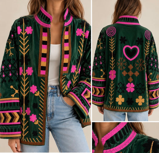 Veste en velours brodé