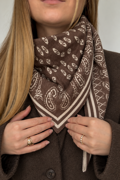 Écharpe triangle réversible taupe & écru